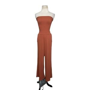 Love Tree brown strapless wide legs jumpsuit size Large